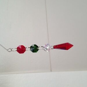 Elegant Red & Green Crystal Sun Catcher